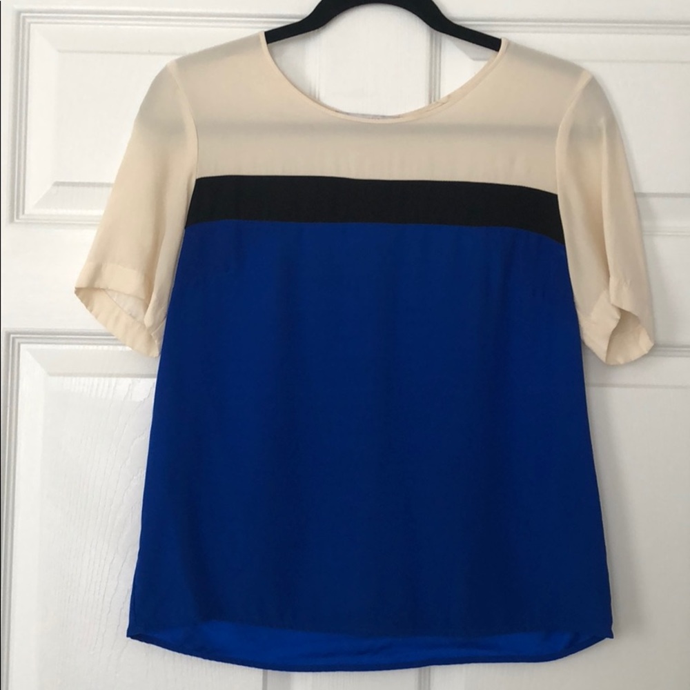 Amanda Uprichard Silk Colorblock Blouse